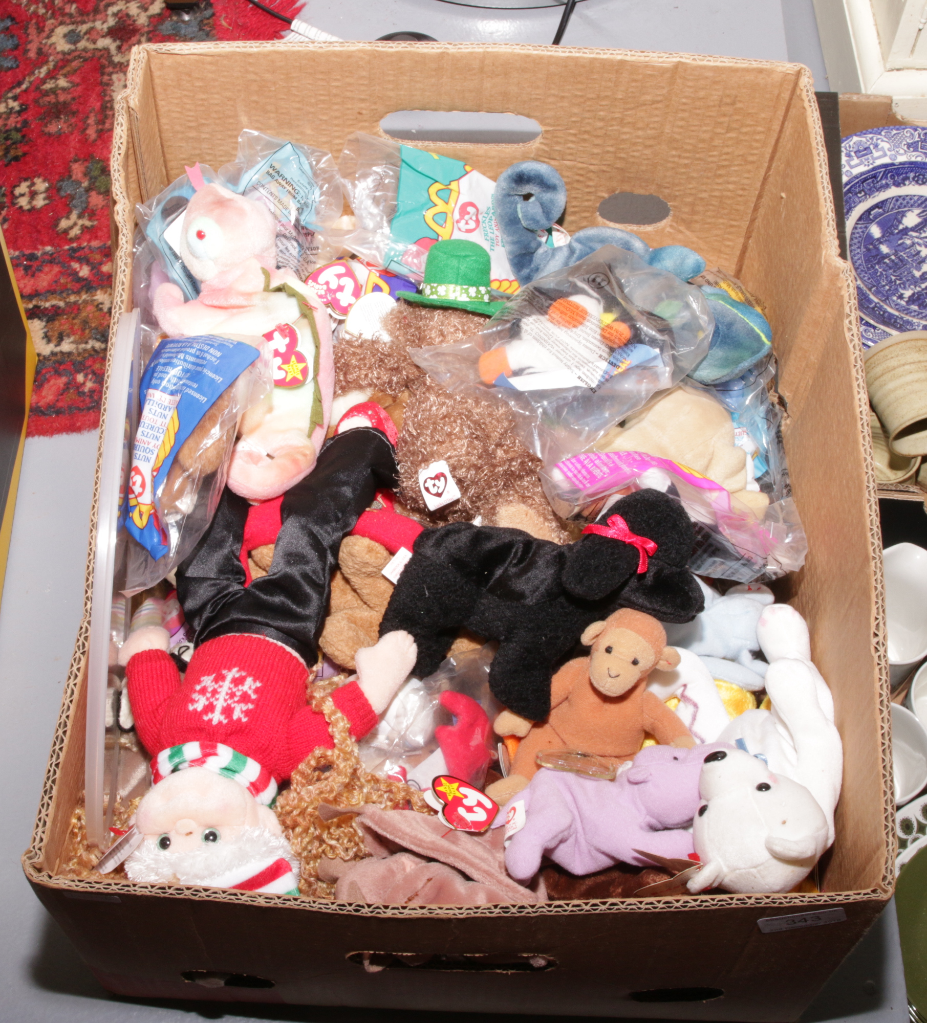 A box of TY beanie soft toys to include mostly animals etc.