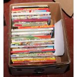A box of childrens annuals to include Rupert, Beano, Dandy etc.