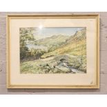 A. E. Bennett, framed watercolour rural landscape with a reservoir.Condition report intended as a