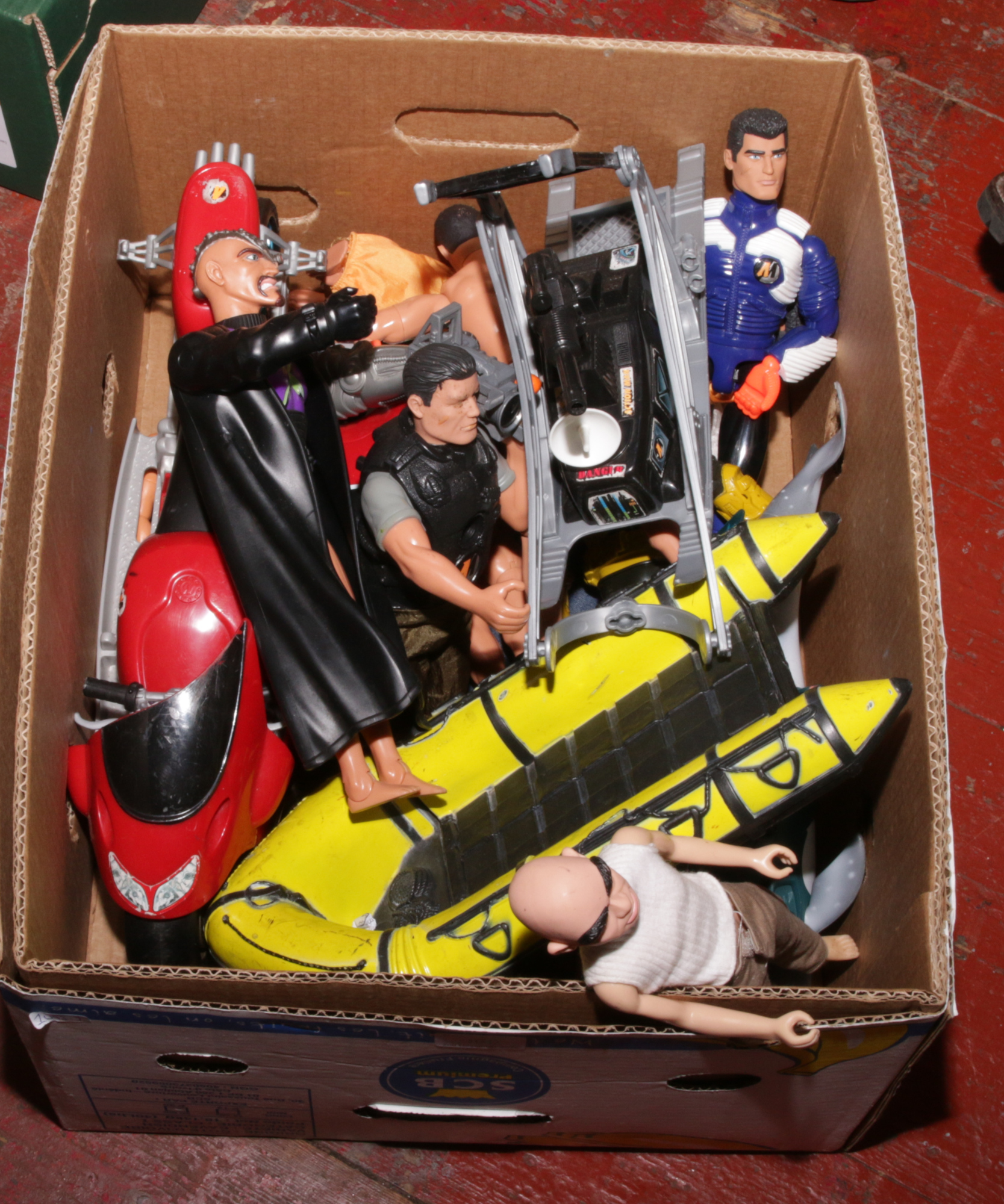 A box of Action Man related items to include Dr X figure, Action Man figure, vehicle etc.