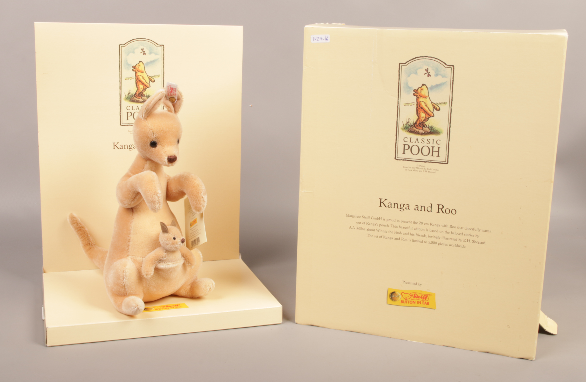 A boxed Steiff Classic Pooh mohair Kanga and Roo.