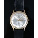 A gentleman's Excalibur 9ct gold cased manual wristwatch with satin dial, baton markers, centre