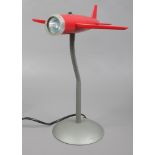 A childs novelty aeroplane desk lamp.