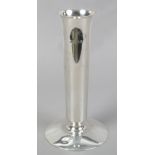 A George V silver cylindrical vase on spreading foot by Edward Barnard & Sons, assayed London