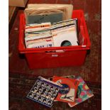 Records. a box of 45rpm singles including picture sleeves, pop music, Beatles A Hard Days Night