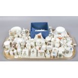 A tray of crested china to include Arcadian, Tuscan etc.