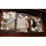 Three boxes of miscellaneous to include Denby, Colclough bone china, Slazenger tennis racket etc.