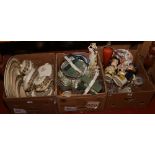 Three boxes of miscellaneous to include Booths dinnerwares, glassware, Capodimonte, Royal Crown
