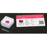 A ruby, cushion cut, with heated treatment, 8.75ct with certificate.