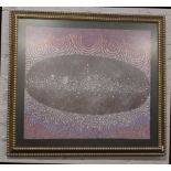 Maureen Hudson Nampijinpa (b.1959 Aboriginal artist), gilt framed painting on fabric titled Milky