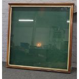 A large oak framed museum display cabinet, 132.5cm x 132.5cm