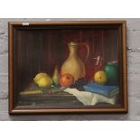 H. Poucher 1977 oil on board still life study 40cm x 29cm.