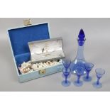 A jewellery box and assorted simulated pearls including a cased suite of Mikazuki pearls and a