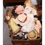 A box of porcelain dolls, mainly on stands to include Leonardo collection, Collectors Choice etc.