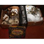 Two boxes of miscellaneous including Mazda Disney lights, Royal Worcester Evesham cut glass,