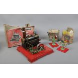 A Mamod twin cylinder super heated model steam engine complete with vaporising spirit along with a