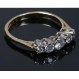 An 18ct gold five stone diamond ring set with brilliant cut stones, principle stone approx 0.4ct,
