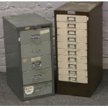 A Bisley steel office five drawer filing cabinet and another Leabank example.