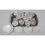 A tray of cut glass including furniture coasters etc.