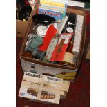 A box of miscellaneous to include Japanese tea set, glassware, annuals etc.