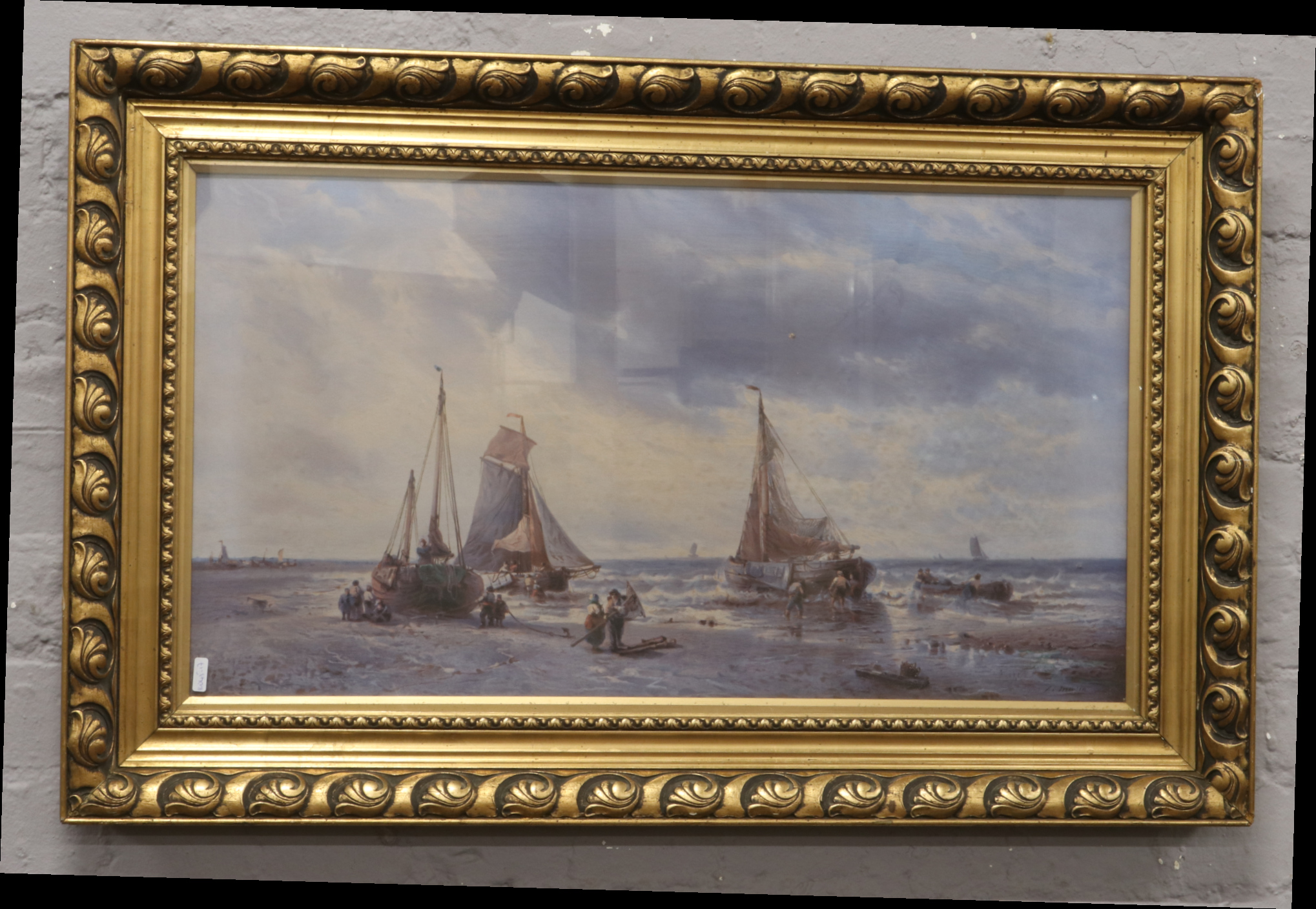 A large gilt framed marine print after Francois Musin.