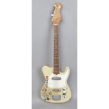 A Jedson telecaster shaped six string electric guitar in cream with maple neck.Condition report