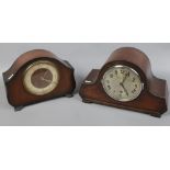 Two mahogany dome top mantel clocks with keys to include Bentina example.