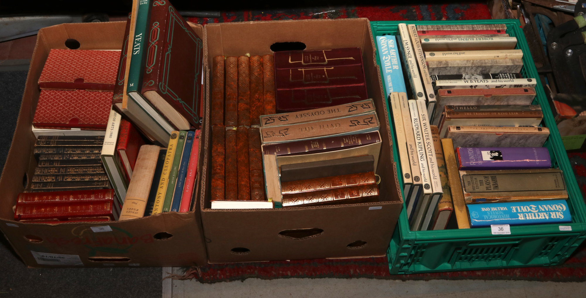 Three boxes of vintage and antiquarian books mainly classics.