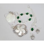 A small collection of 925 silver jewellery to include pendant on chain, earrings, bracelet etc.