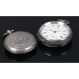 A Victorian silver cased pocket watch and another 800 grade silver cased pocket watch Victorian