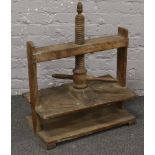A late 19th / early 20th century wooden book press.Condition report intended as a guide only.