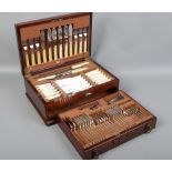 A mahogany canteen of silver plated cutlery William Hutton & Sons Sheffield.Condition report