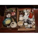 Two boxes of ceramics and glass including Portmeirion Botanic Garden etc.