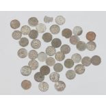 A quantity of European medieval silver and copper hammered coins.