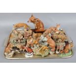 A tray of ceramic Fox figures to include Border Fine Arts, Franklin Mint etc.