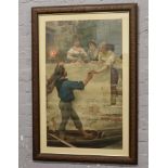 A large framed Eugene de Blaas print, titled Rival Bells, 94cm x 56cm.