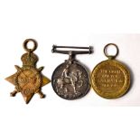 SPR J FRASER medal TRIO set to include 1914-15 star world medal stamped 2371 to rear adn R.E. with