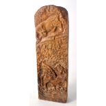 Hardstone chop with mystical beast scene. 18.5cm tall