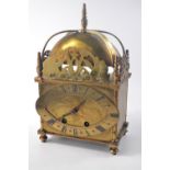 French brass lantern clock, Brevet? movement with oval face 26cm H x 15cm L x 10cm W approx - in