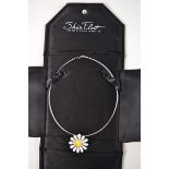 SHEILA FLEET designer daisy pendant on 925 silver neckwire