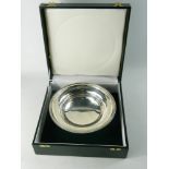 GALLAGHER hallmarked silver bowl in presentation case. With Barker Ellis Silver co maker mark. Dated