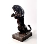 RARE GROSHERZOFLICHE stamped on base with label No 1265 large ceramic 'Attacking Puma' bookend -