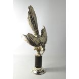 Contenintal solid silver Magpie bird on a branch mounted on marble base. With import marks for