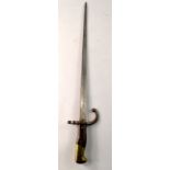 French GRAS SWORD BAYONET 1881inscribed(soldiers name in French) on spine of blade..blade 52cm L,