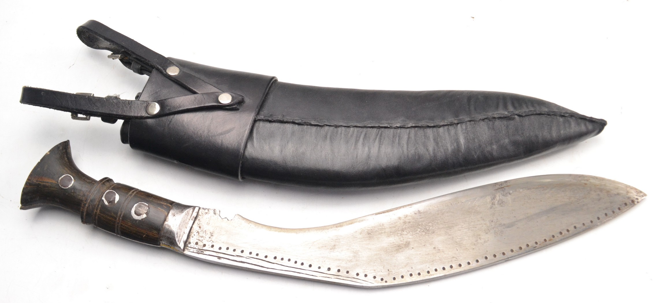 Gurkha Kukri knife with black leather sheath, blade length 30cm approx. - Image 2 of 10