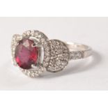 18 carat Birmingham white gold ruby and diamond ring