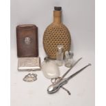 A large collection of items of white metal, silver and glass