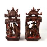 Interesting 2 Chinese figure decorated shrines