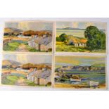 RARE MAURICE CANNING WILKS ARHA RUA Irish artist, set of 4 vintage Irish Scenes postcards post