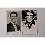 Signed vintage photo cards of BRUCE FORSYTH British all round entertainer and RONNIE CORBETT